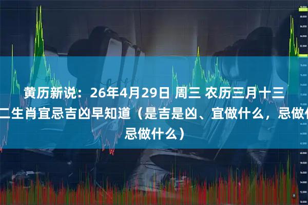 黄历新说：26年4月29日 周三 农历三月十三，十二生肖宜忌吉凶早知道（是吉是凶、宜做什么，忌做什么）