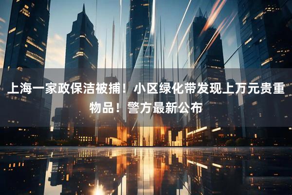 上海一家政保洁被捕！小区绿化带发现上万元贵重物品！警方最新公布