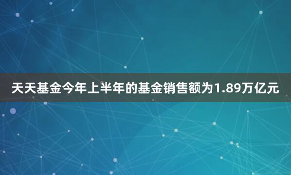 天天基金今年上半年的基金销售额为1.89万亿元
